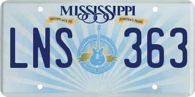 MS license plate LNS363