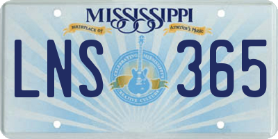 MS license plate LNS365