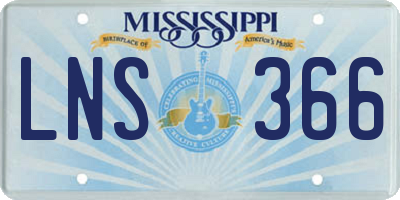 MS license plate LNS366