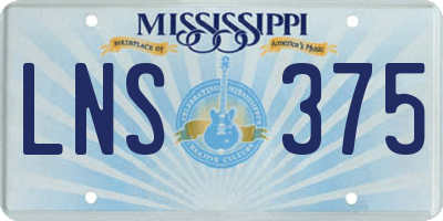 MS license plate LNS375