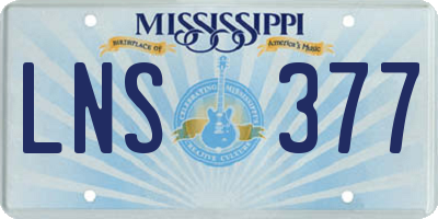 MS license plate LNS377