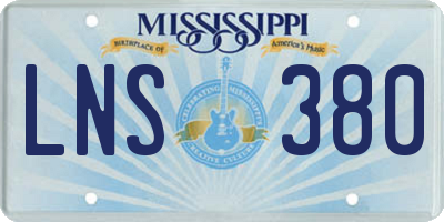 MS license plate LNS380