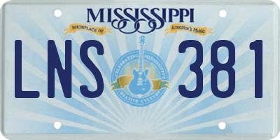 MS license plate LNS381