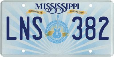 MS license plate LNS382