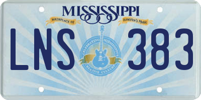 MS license plate LNS383