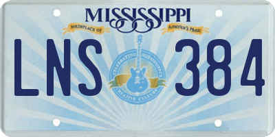 MS license plate LNS384