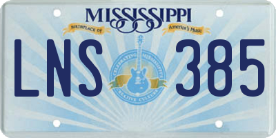MS license plate LNS385