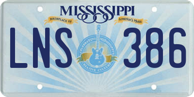 MS license plate LNS386