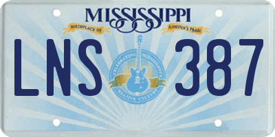 MS license plate LNS387