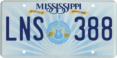 MS license plate LNS388