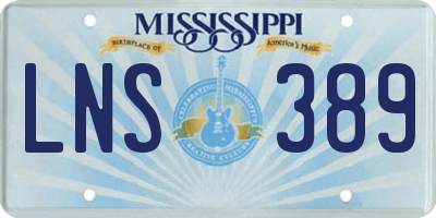 MS license plate LNS389