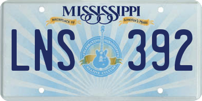 MS license plate LNS392