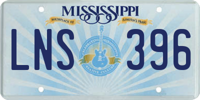 MS license plate LNS396
