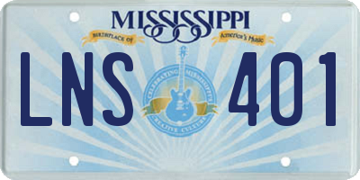 MS license plate LNS401