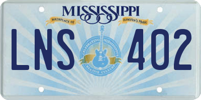 MS license plate LNS402
