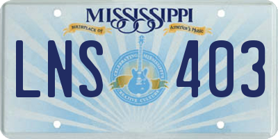 MS license plate LNS403
