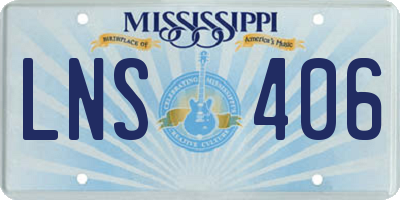 MS license plate LNS406