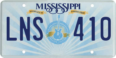 MS license plate LNS410