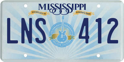 MS license plate LNS412