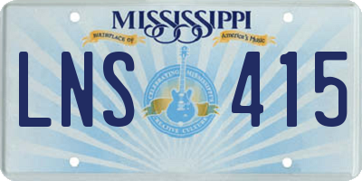 MS license plate LNS415