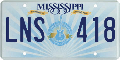 MS license plate LNS418
