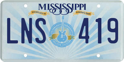 MS license plate LNS419