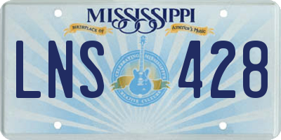 MS license plate LNS428