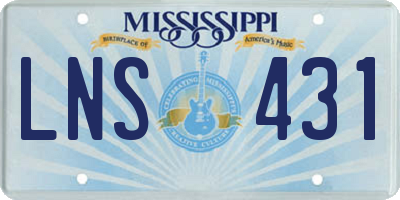 MS license plate LNS431