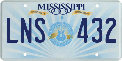 MS license plate LNS432