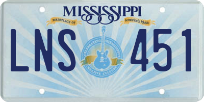 MS license plate LNS451