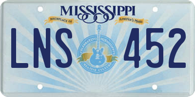 MS license plate LNS452