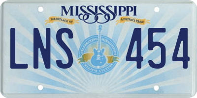 MS license plate LNS454