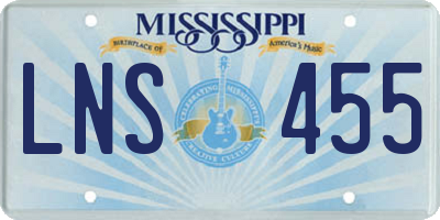 MS license plate LNS455