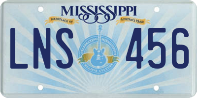 MS license plate LNS456