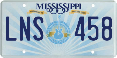 MS license plate LNS458