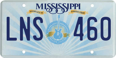 MS license plate LNS460