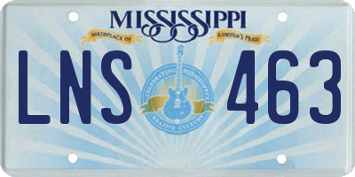 MS license plate LNS463