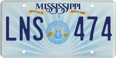 MS license plate LNS474