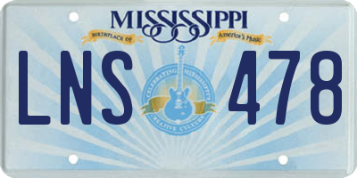 MS license plate LNS478