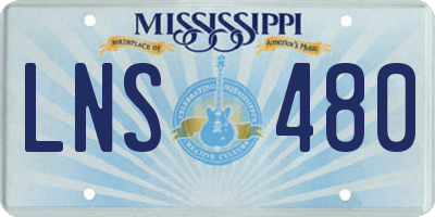 MS license plate LNS480