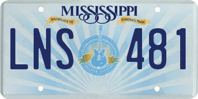 MS license plate LNS481