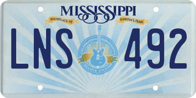 MS license plate LNS492