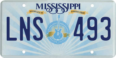 MS license plate LNS493