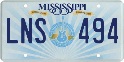 MS license plate LNS494