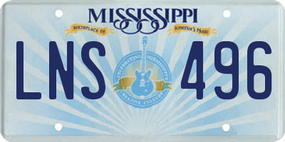 MS license plate LNS496
