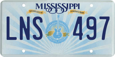 MS license plate LNS497
