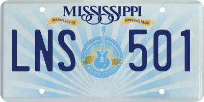 MS license plate LNS501