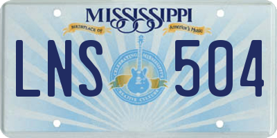 MS license plate LNS504
