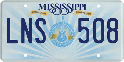 MS license plate LNS508