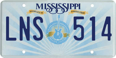 MS license plate LNS514